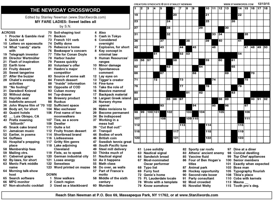 126 Best Ideas For Coloring Printable Sunday Newsday Crossword Puzzle