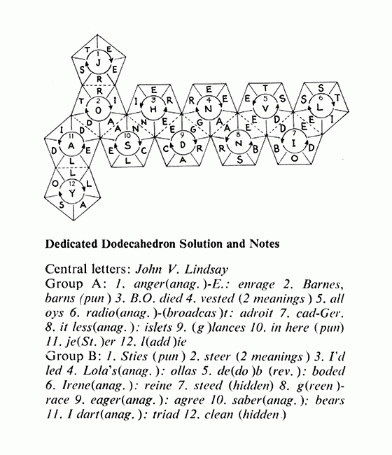 40th Anniversary Dedicated Dodecahedron Crossword Puzzle Solution By 