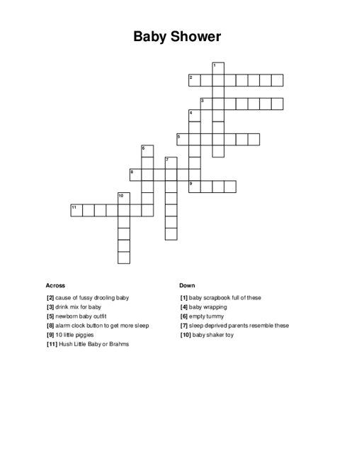 Baby Shower Crossword Puzzle