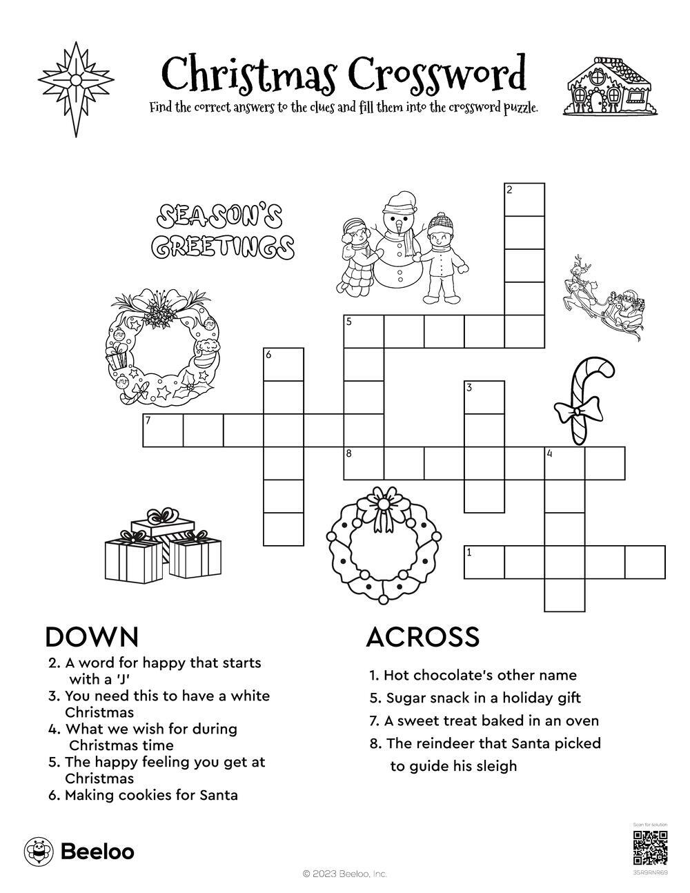 Christmas themed Crossword Puzzles Beeloo Printable Crafts And 