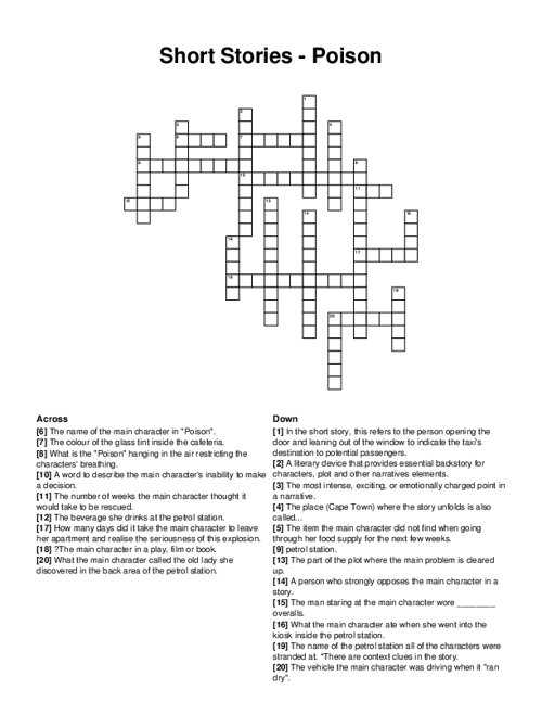 Common Idioms Crossword Puzzle