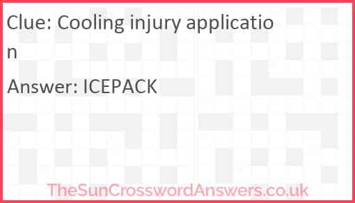 Cooling Injury Application Crossword Clue TheSunCrosswordAnswers co uk