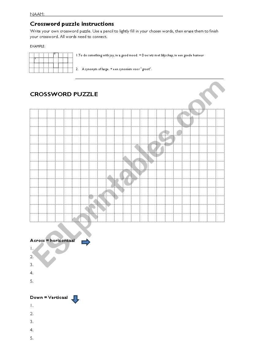 Crossword diy ESL Worksheet By OOJohannaOo