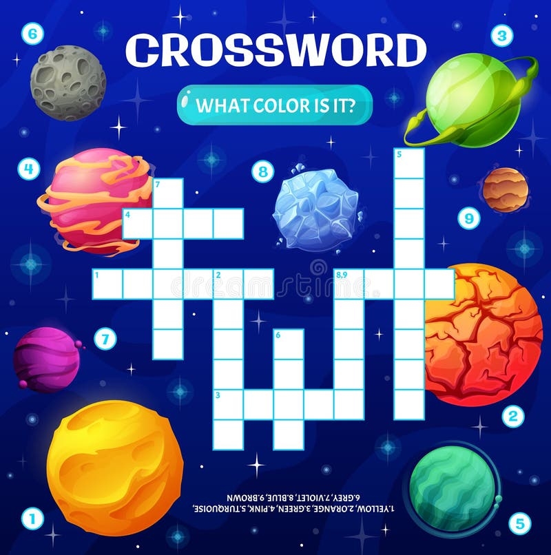 Crossword Puzzle Game Cartoon Space Planets Stock Vector 