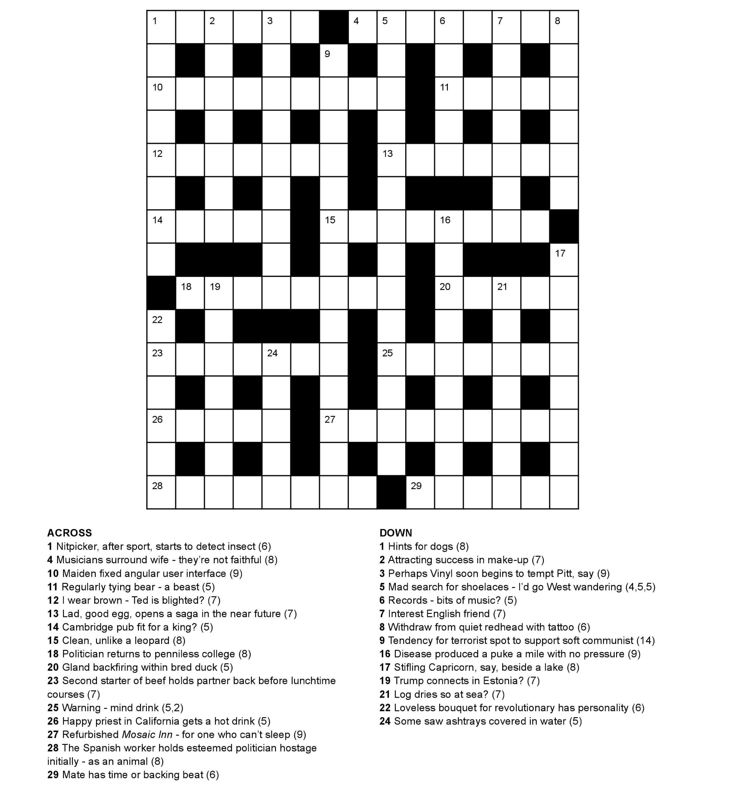 Cryptic Crosswords Printable Easy Easycrosswordpuzzlesprintable