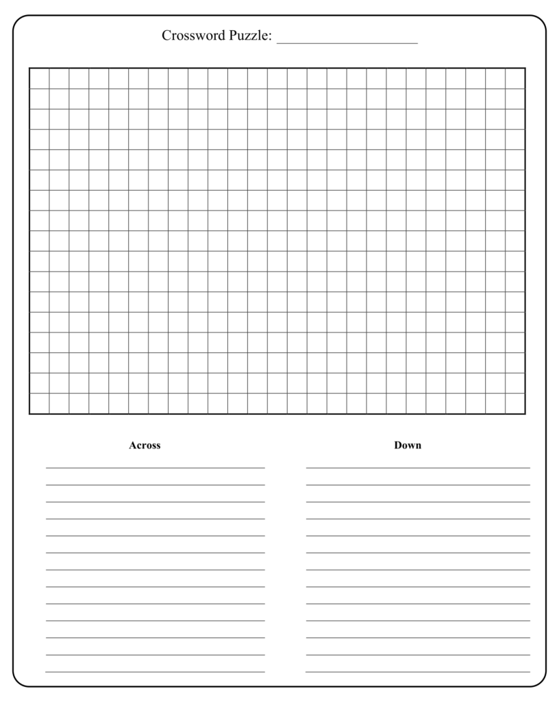 Editable Blank Crossword Puzzle Template Free Printable Crosswords