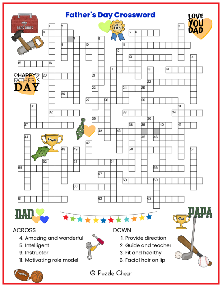 Father 39 s Day Crossword Puzzle Puzzle Cheer