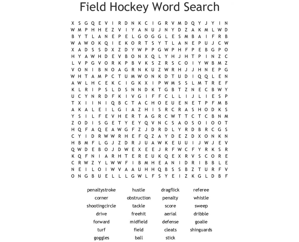 Field Hockey Word Search Wordmint Printable Hockey Crossword 