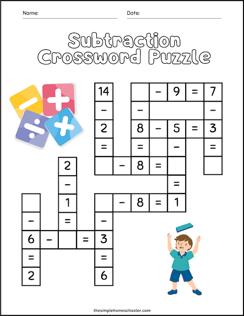 Free Marvelous Math Crossword Puzzle Printables The Simple Homeschooler