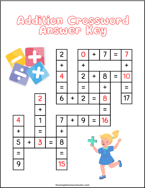 Free Marvelous Math Crossword Puzzle Printables The Simple Homeschooler