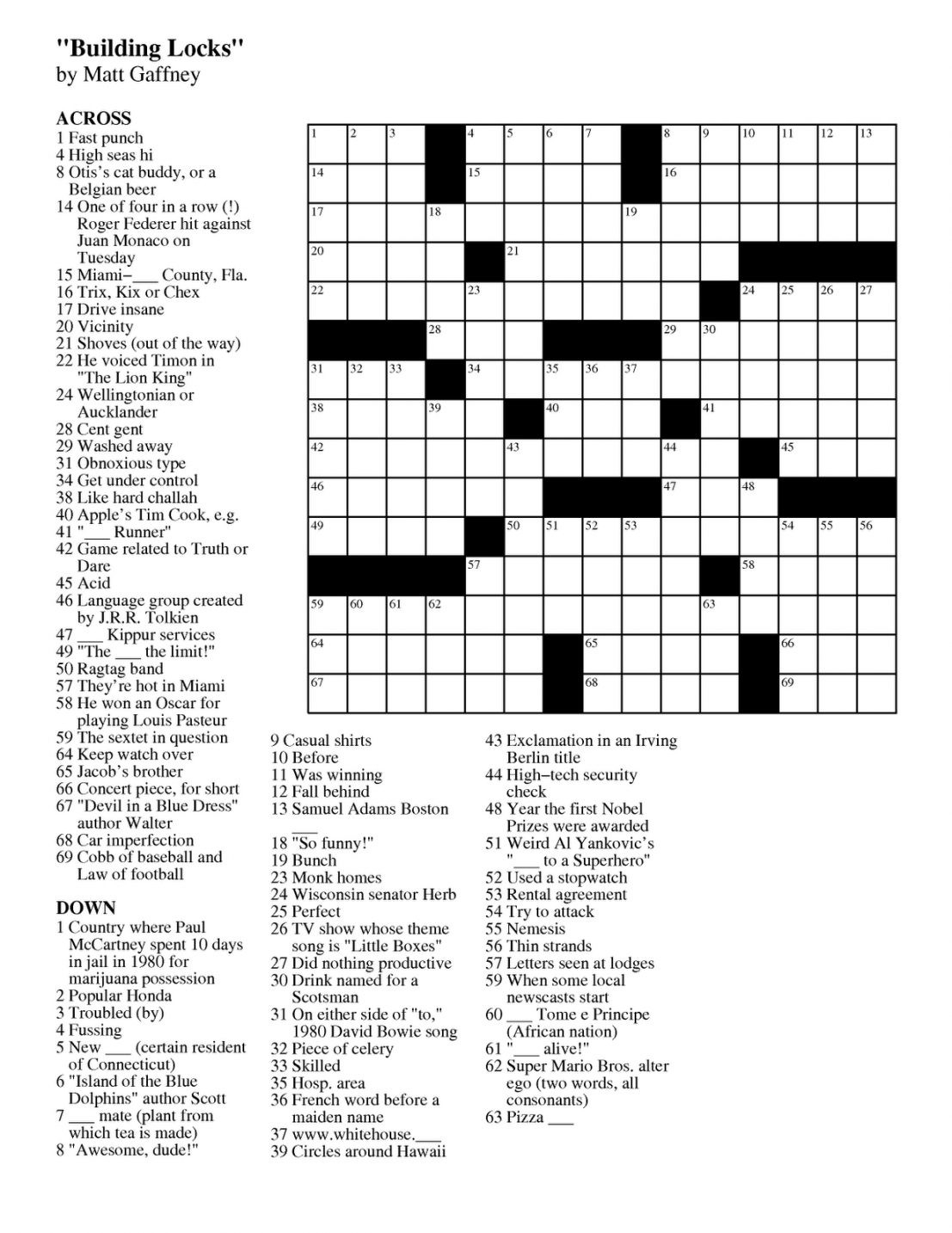 French Crossword Puzzles Printable James Crossword Puzzles