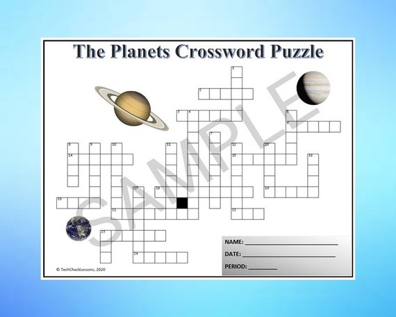 Inner Planets Worksheets Crossword Puzzels