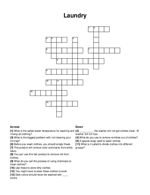 Laundry Cheat Sheet Crossword WordMint 40 OFF