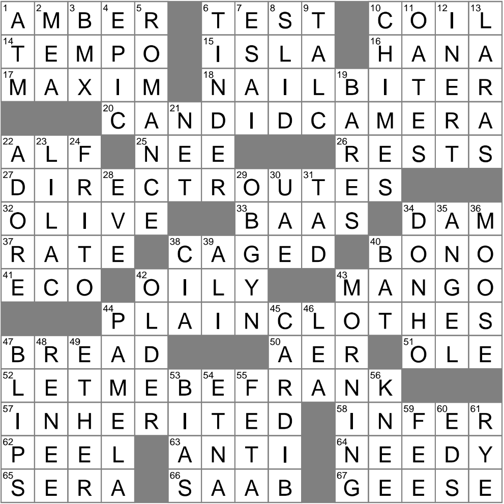 LAXCrossword Answers To The Los Angeles Times Crossword
