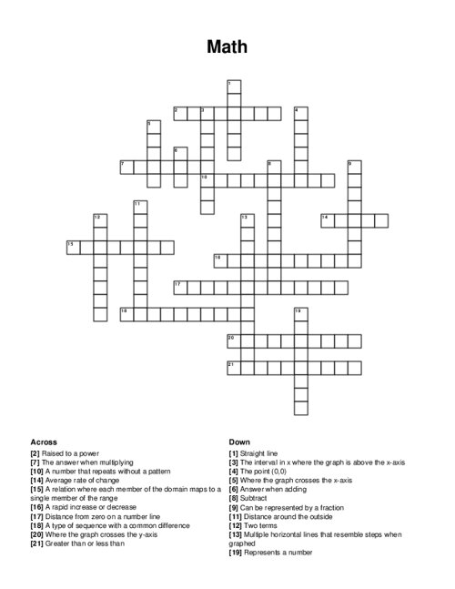 Math Cross Puzzle Puzzle 11 Education World Worksheets Library
