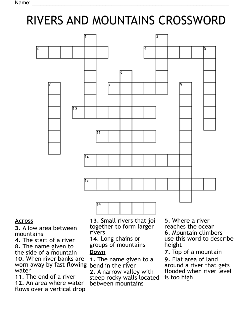 Mountains Highest Point Crossword Prntbl concejomunicipaldechinu gov co