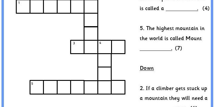 Mountains Highest Point Crossword Prntbl concejomunicipaldechinu gov co