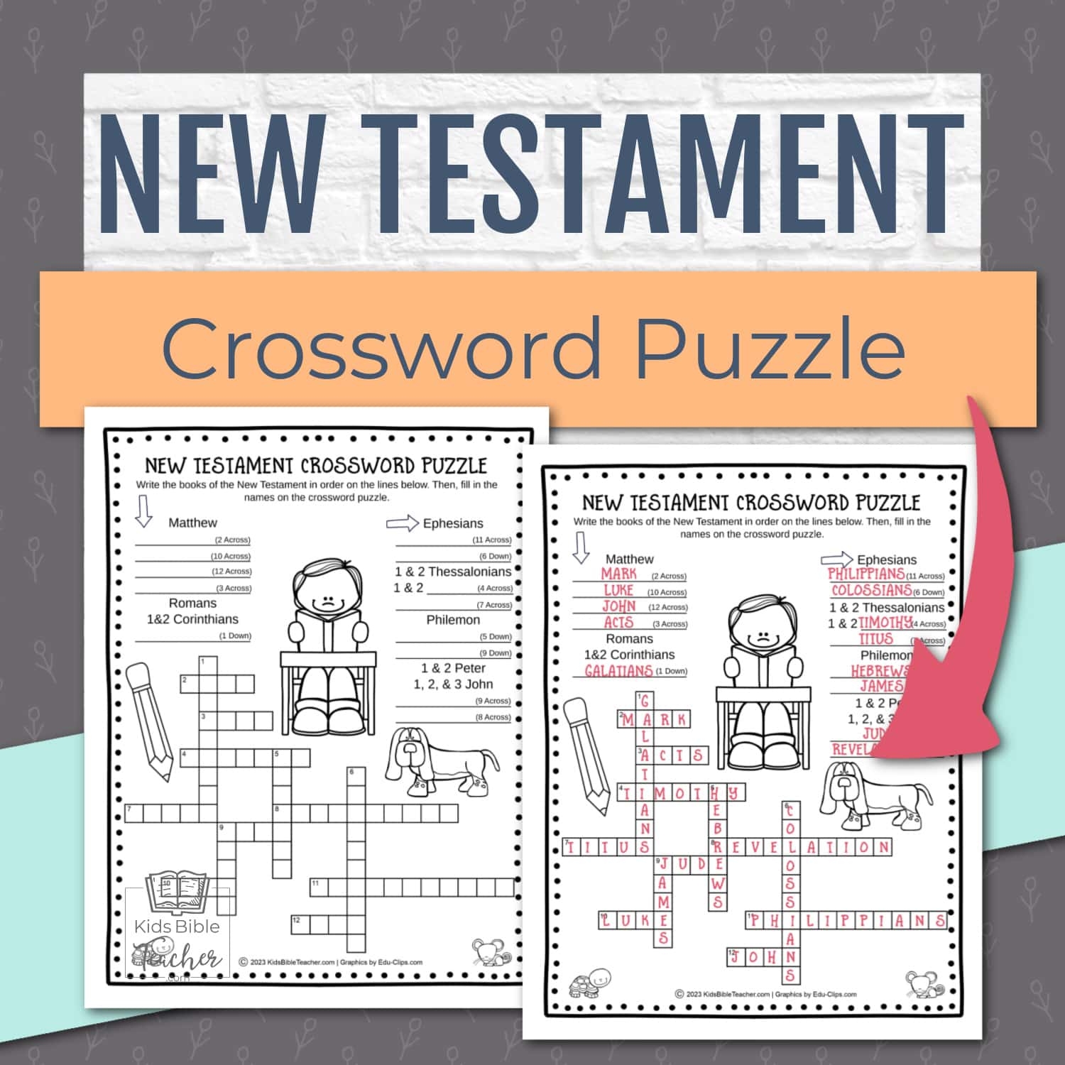 New Testament Crossword Books Of The Bible Puzzle For Kids Worksheets