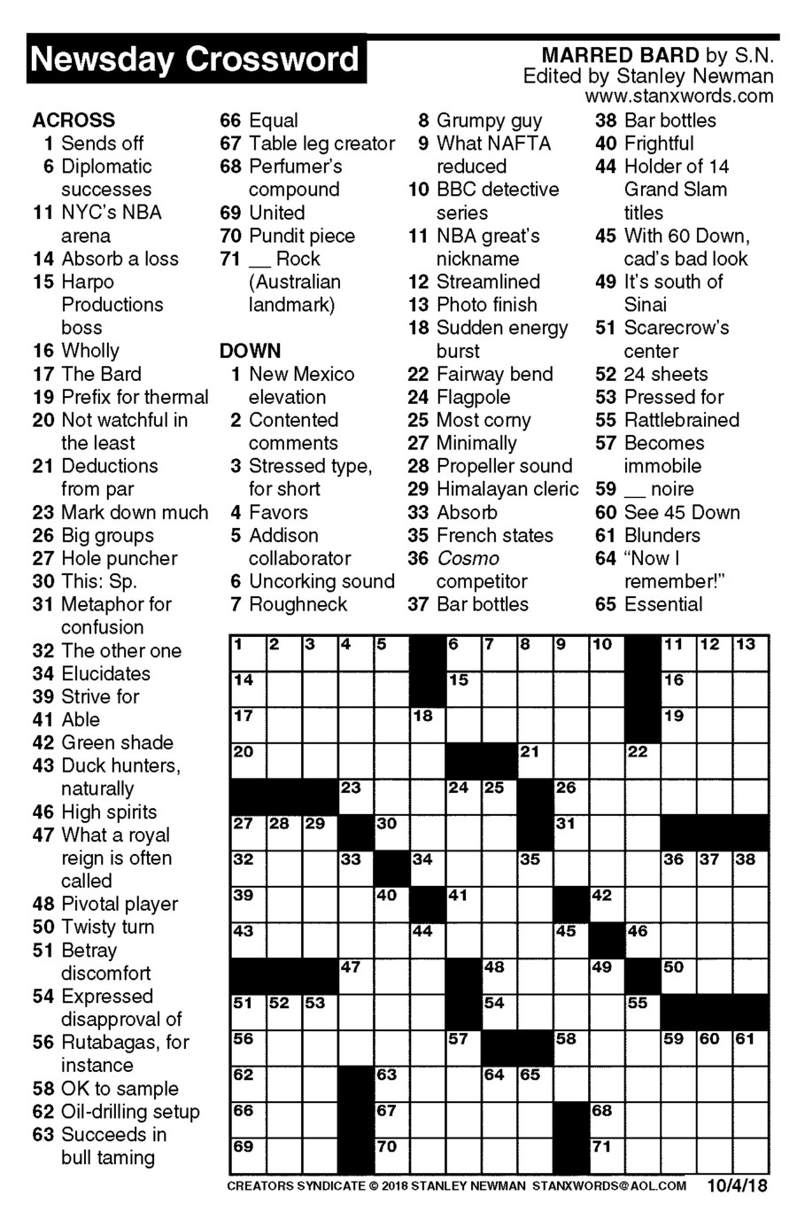 Newsday Crossword Puzzle Printable Vrogue co