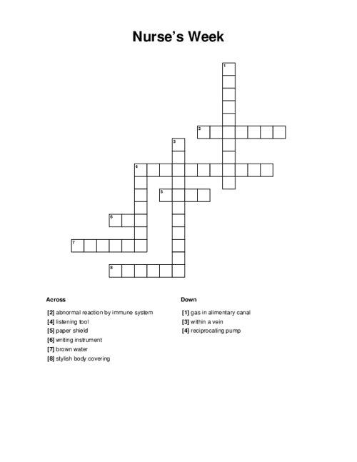 Nurse s Week Crossword Puzzle
