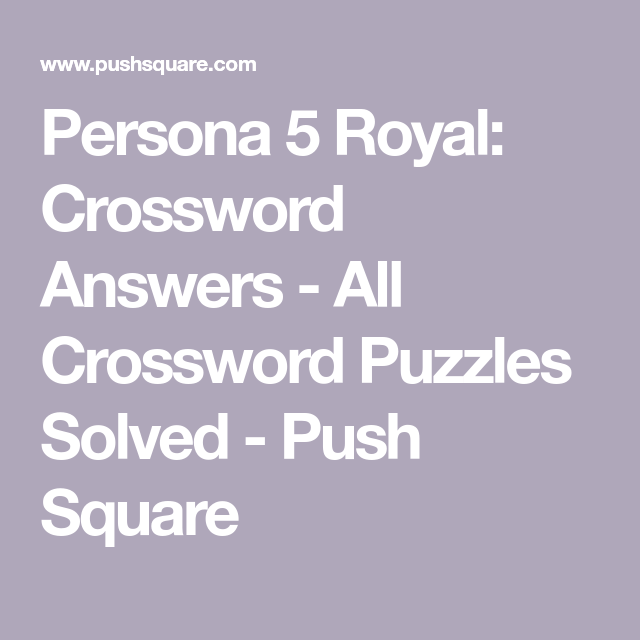 Persona 5 Crossword Mramela