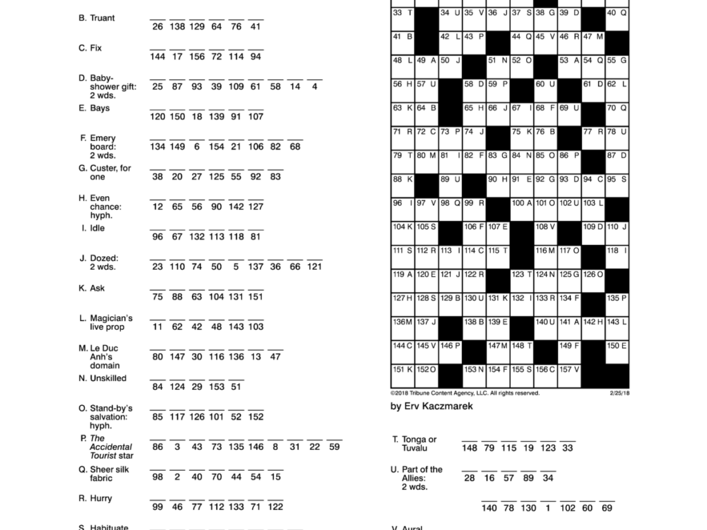 Printable Crossword Puzzles Chicago Tribune Free Crossword Puzzles 
