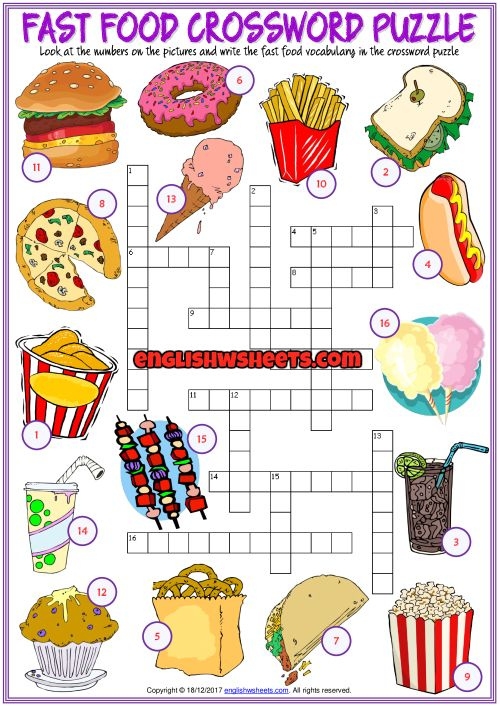 Printable ESL Crossword Puzzles Sally Crossword Puzzles