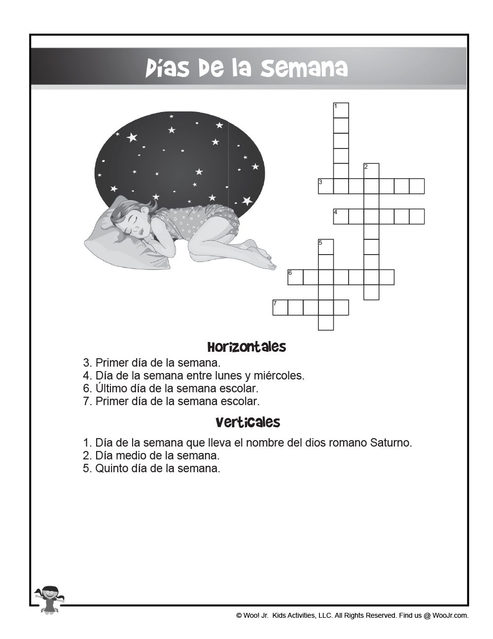 Printable Spanish Crossword Puzzle Woo Jr Kids Activities 