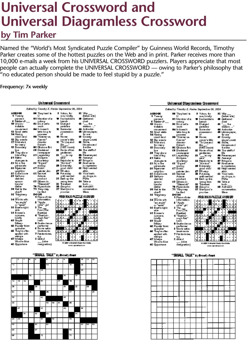 Printable Universal Crossword Timothy Parker James Crossword Puzzles