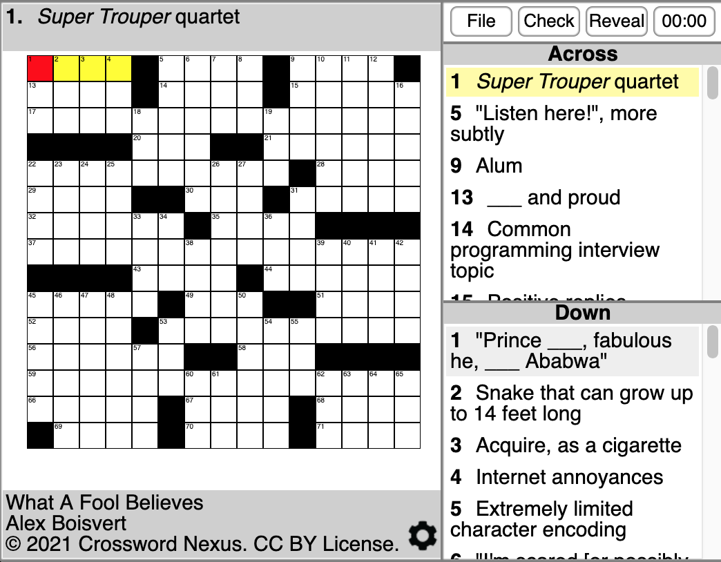 Puzzle 9 What A Fool Believes Crossword Nexus Blog