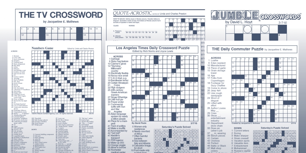 Sample Of Square Sunday Jumble Crosswords Tribune Content Agency 