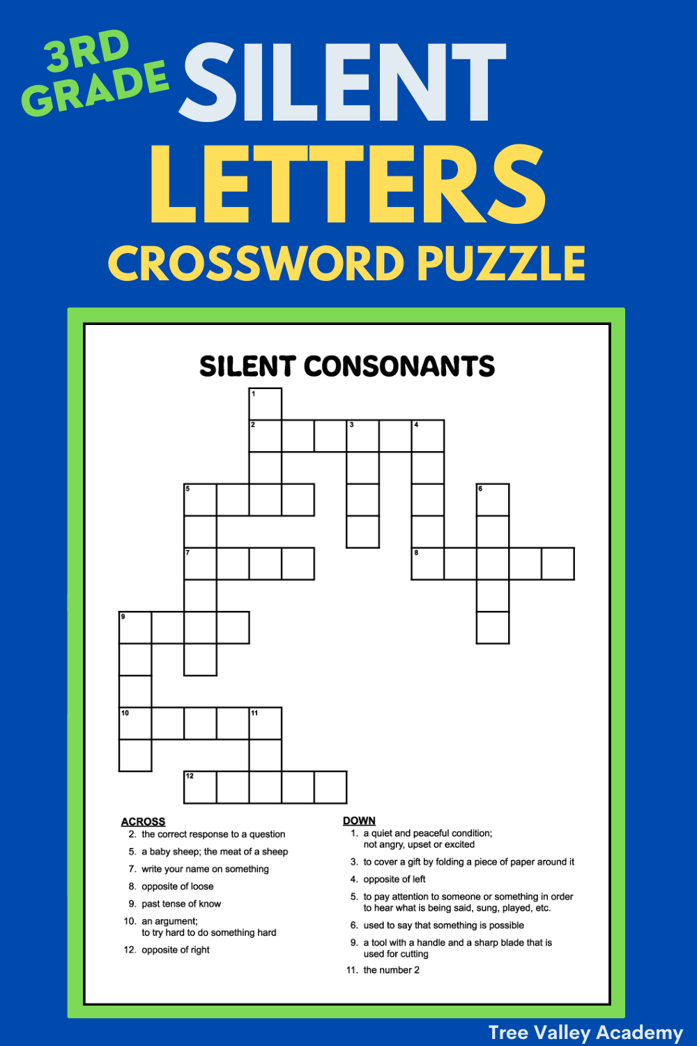 Silent Letters Crossword Puzzle For Kids Artofit