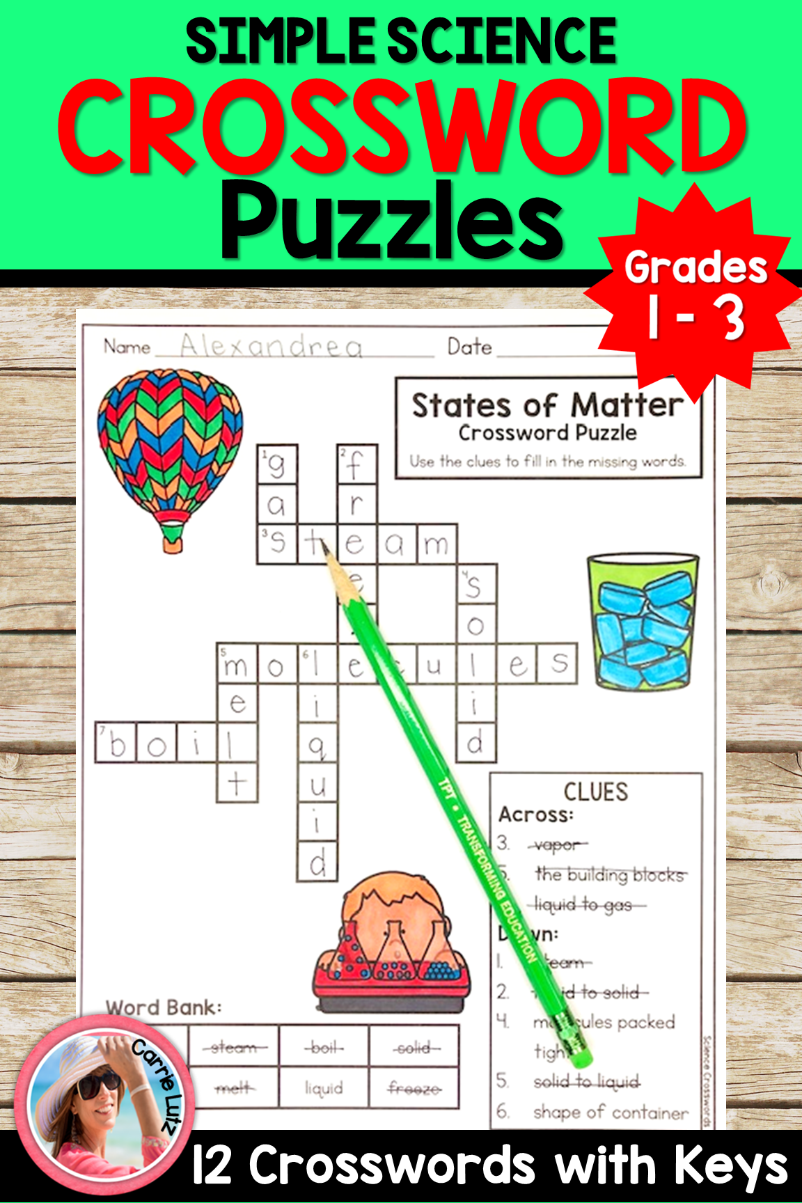 Simple Science Crossword Puzzles Crossword Puzzles Easy Science