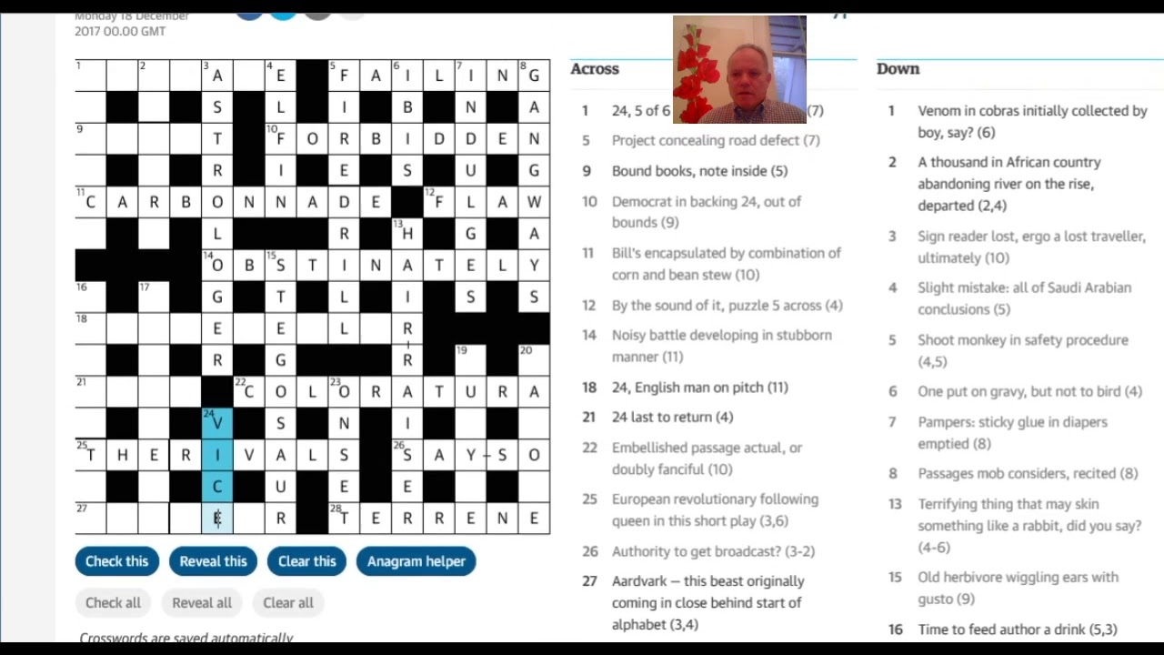 Solving The Guardian Crossword On 18th December YouTube