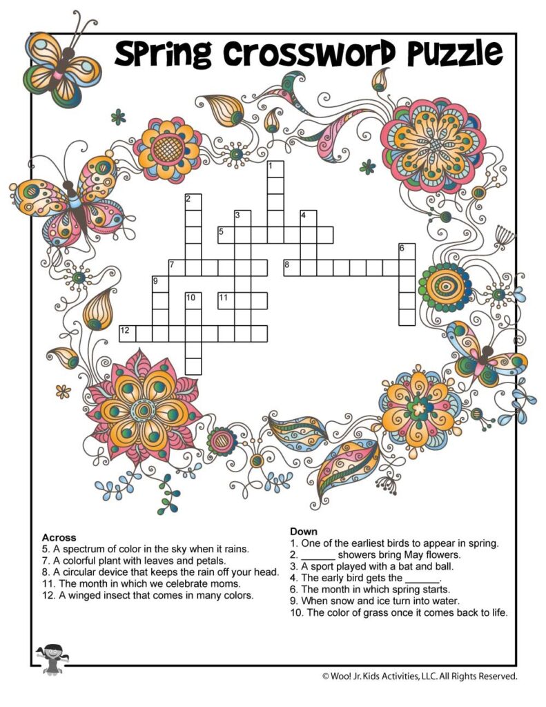 Printable Spring Crossword Puzzles For Adults - Free Printable Crosswords