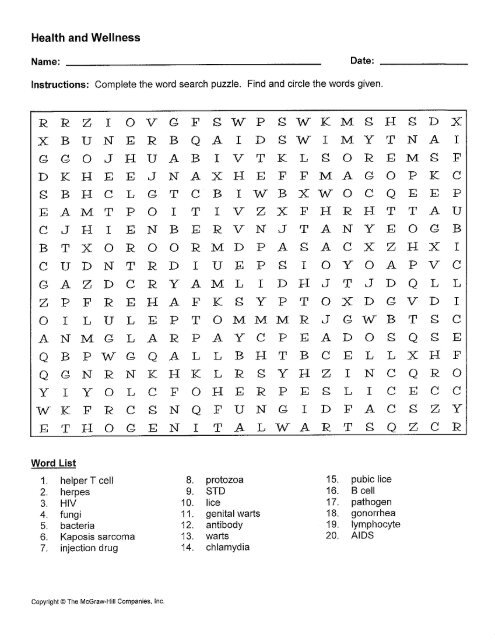 STD Crossword Word Find pdf