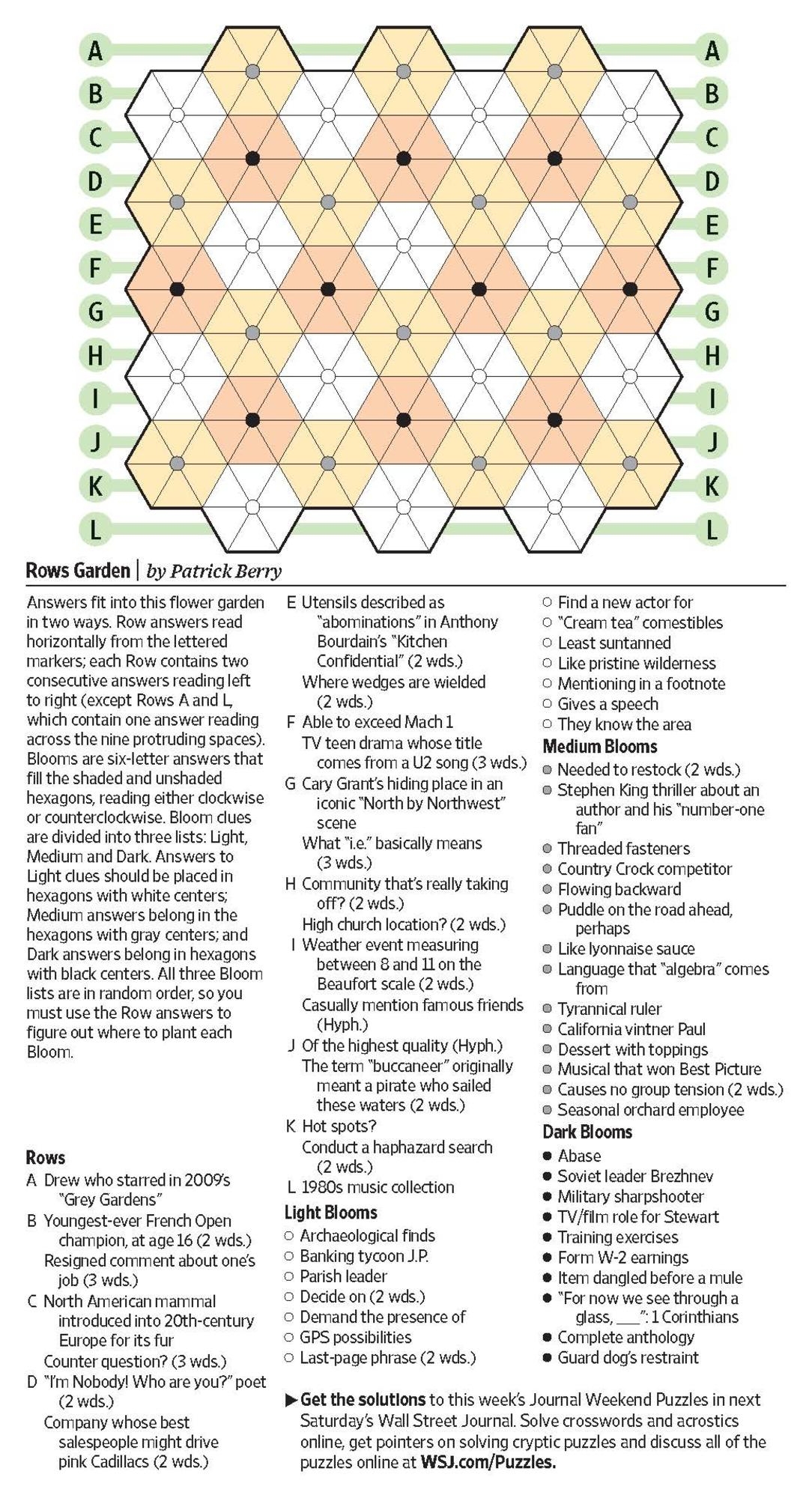 Wall Street Journal Crossword Puzzle Printable Printable Crossword 