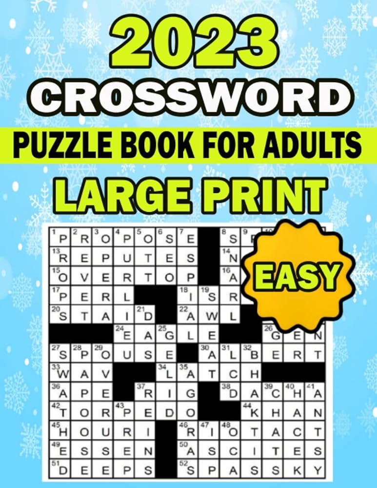 2023 Easy Large Print Crossword Puzzle Book For Adults Large 