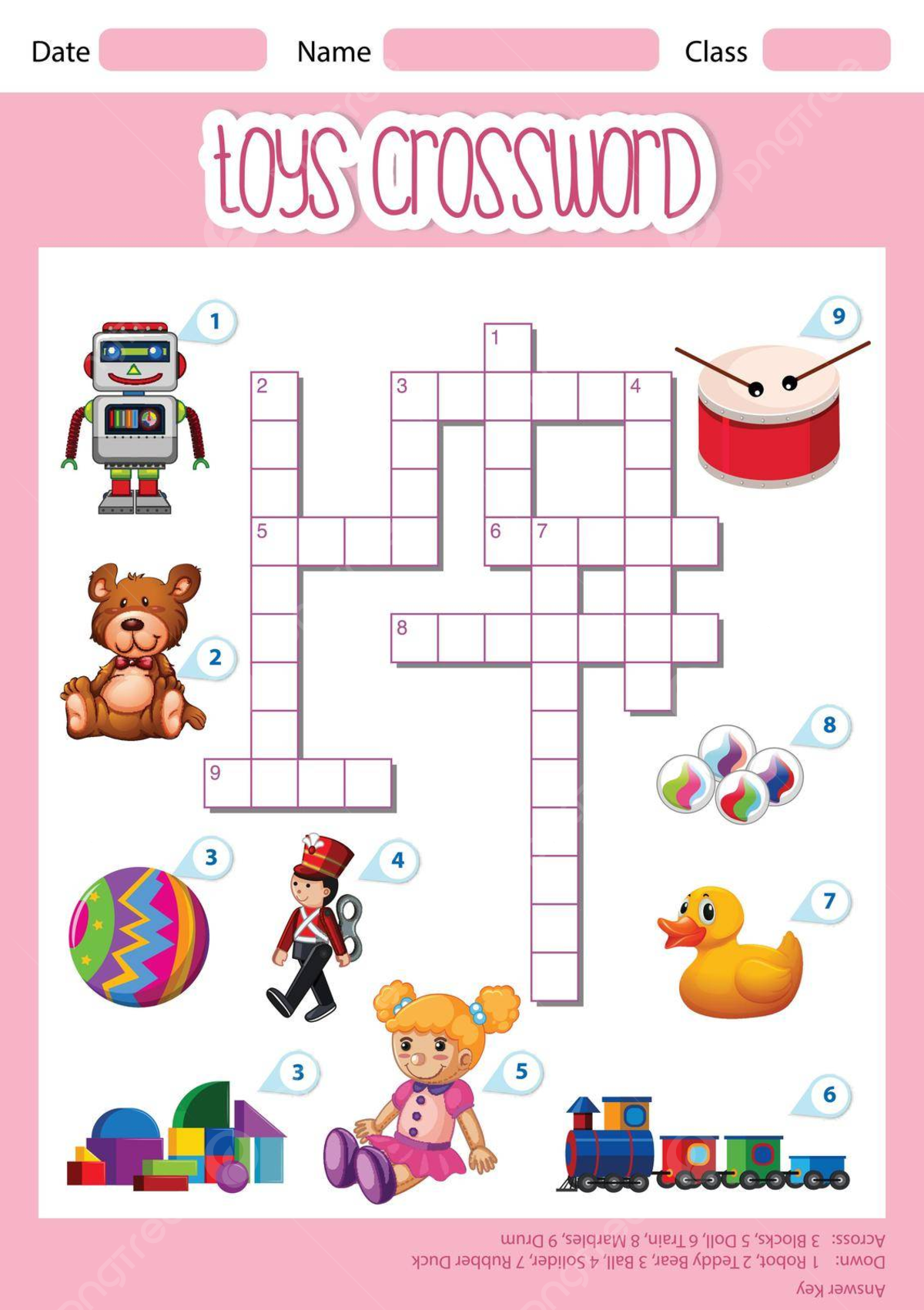 A Cute Toys Crossword Template Paper Crossword Picture Vector Paper 