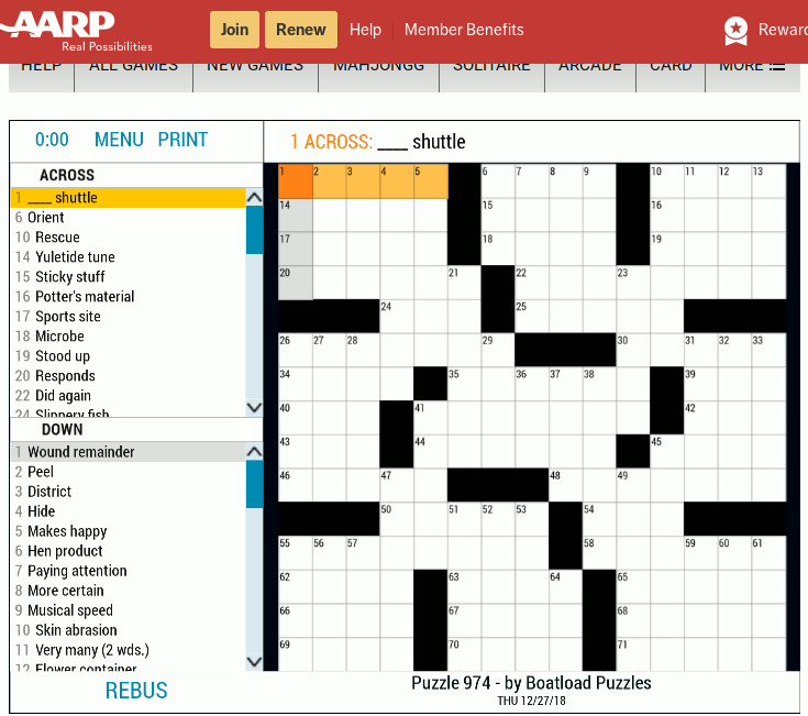 Aarp Daily Crossword