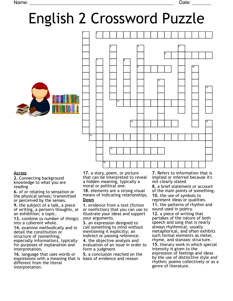 Aborto Adherirse Pastor English Crossword Puzzle Alivio Accidental Pelearse
