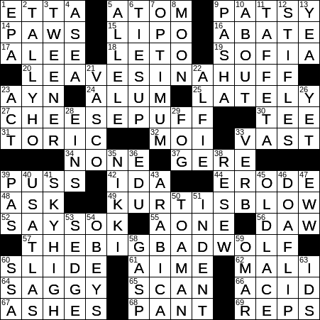 Actress Allegra Crossword