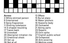 At Any Time Crossword Jacqueline E Mathews Printable Crossword