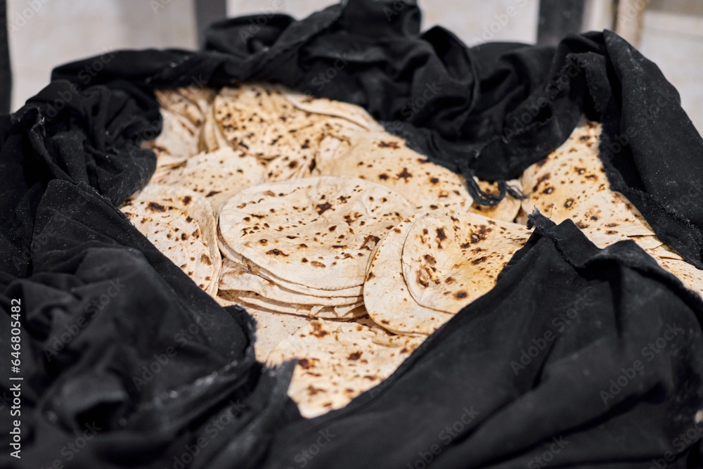 Batch Of Chapati Round Flatbreads In Black Bag For Langar In Sikh 