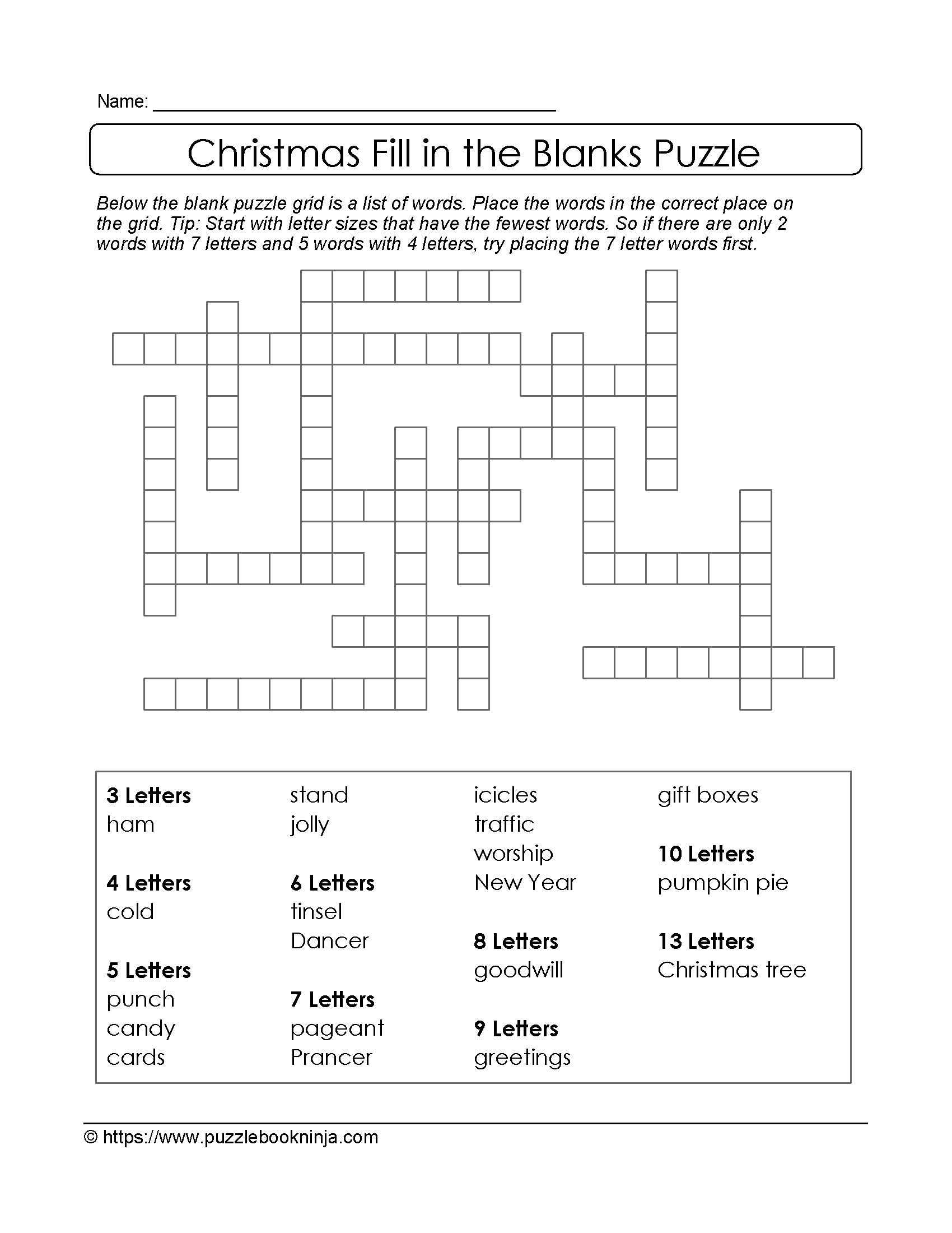 Blank Crossword Puzzle Printable Printable Crossword Puzzles