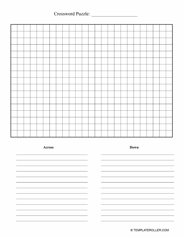 Blank Crossword Puzzle Template Free Printable Crosswords