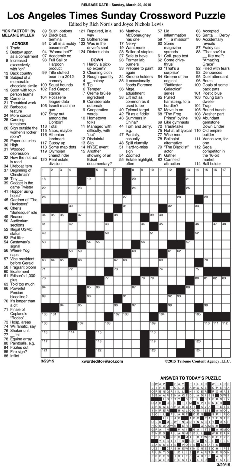 Boston Herald Crossword Puzzle Free Printable Crosswords