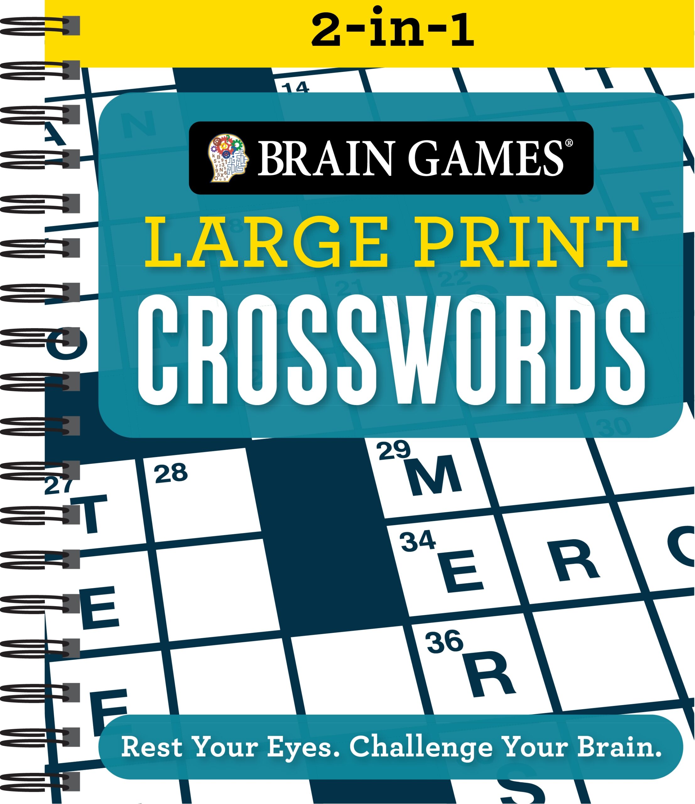 Brain Games 2 in 1 Large Print Crosswords Rest Your Eyes Challenge 