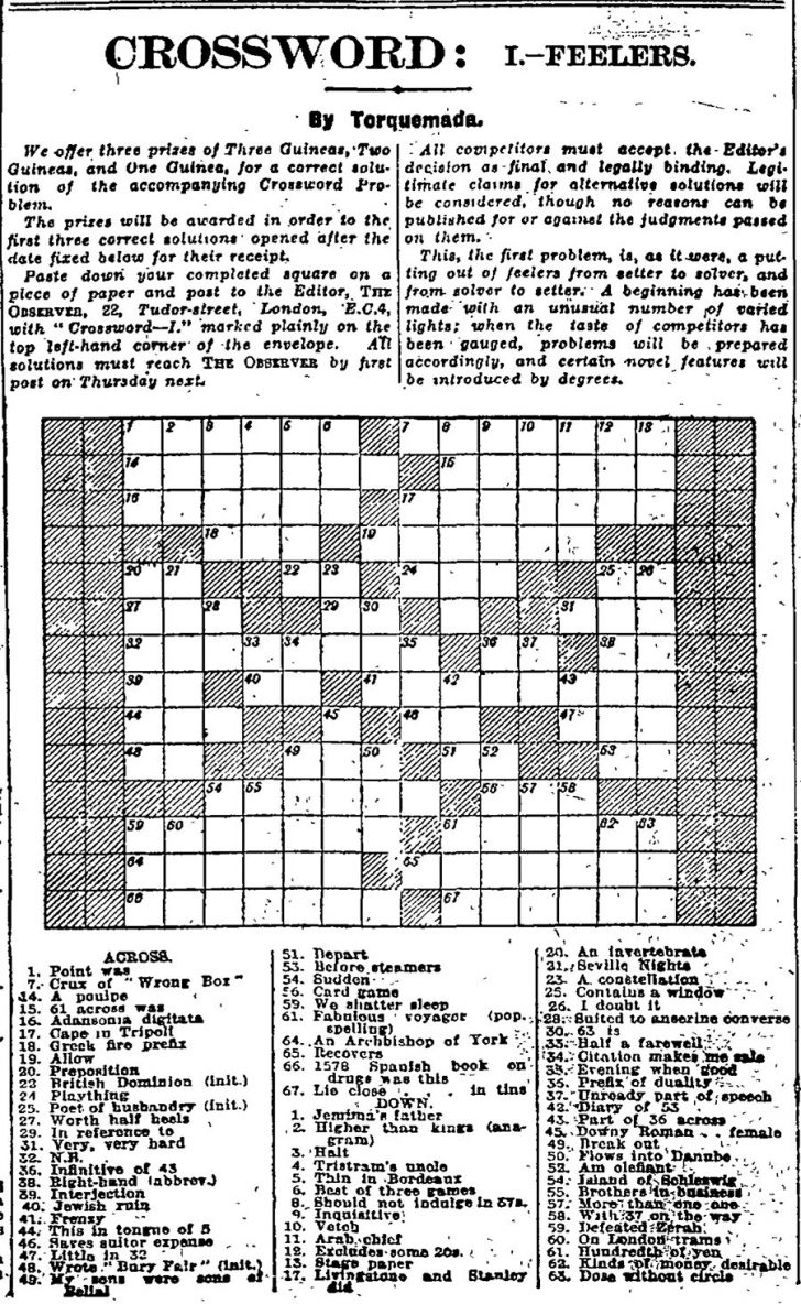 Can You Solve The First Guardian Crossword Archive 5 January 1929 