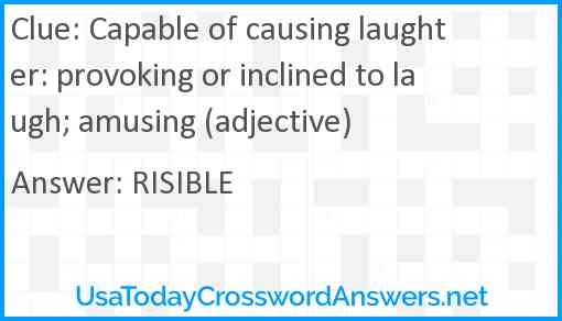 Capable Of Causing Laughter Provoking Or Inclined To Laugh Amusing 